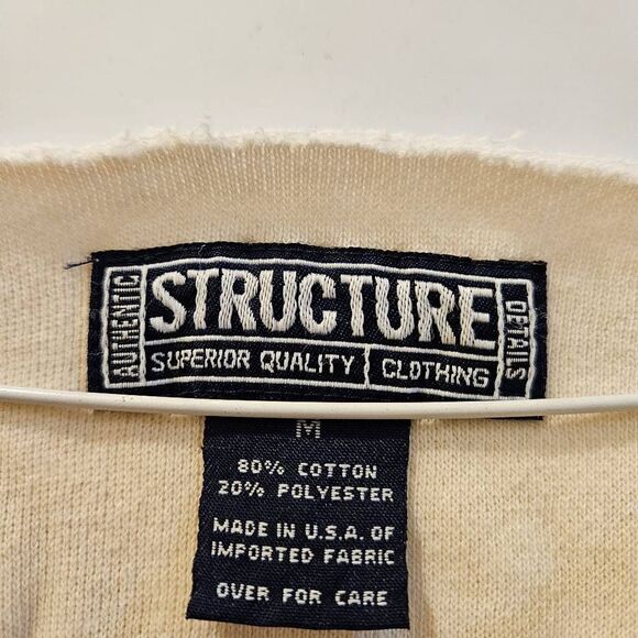 Structure USA V Neck pullover creme light sweater size M - Picture 4 of 5